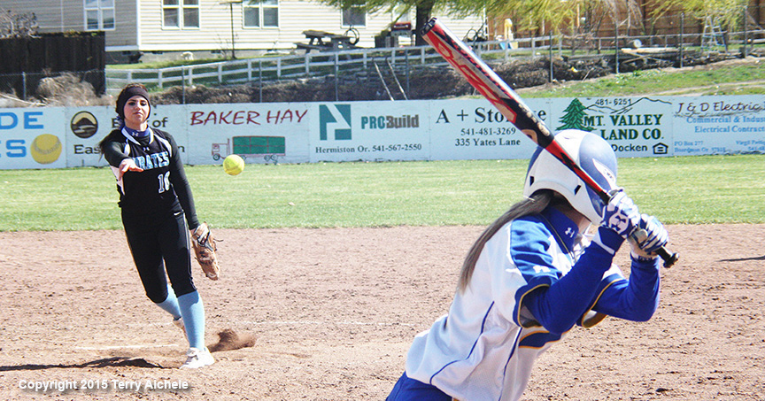 The Riverside pitcher throws to a Pilot Rock batter the spring break ...